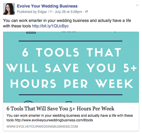 udvikle dit bryllupsvirksomheds Facebook-indlæg