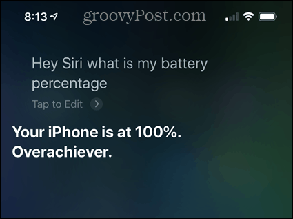 Kontroller iPhone-batteriprocenten ved hjælp af Siri