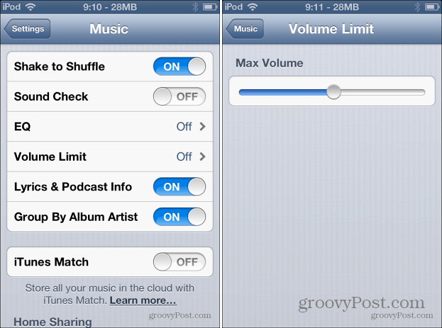 Musiks lydbegrænsning iOS