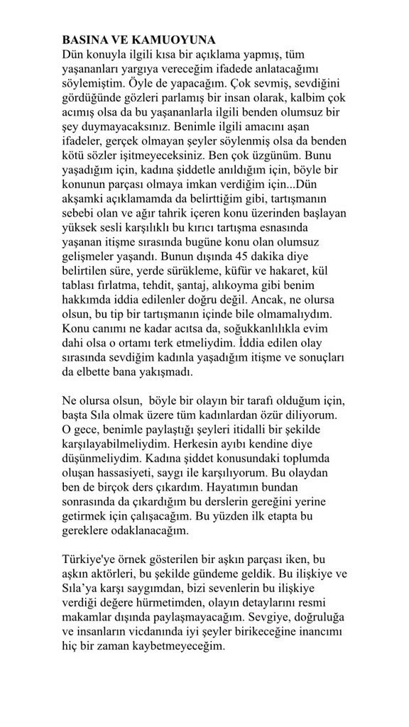 Ahmet Kural undskyldte Sıla