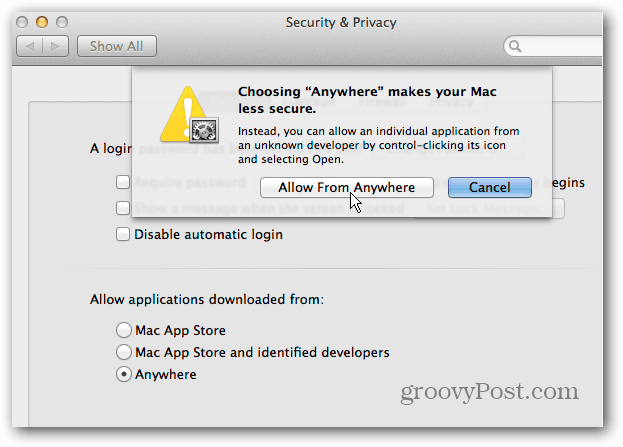 Sluk OS X Mountain Lion Gatekeeper Security