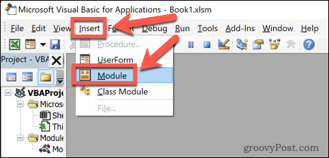 excel vba indsæt modul