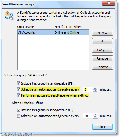 rediger automatisk send- og modtagelsestid i Outlook 2010