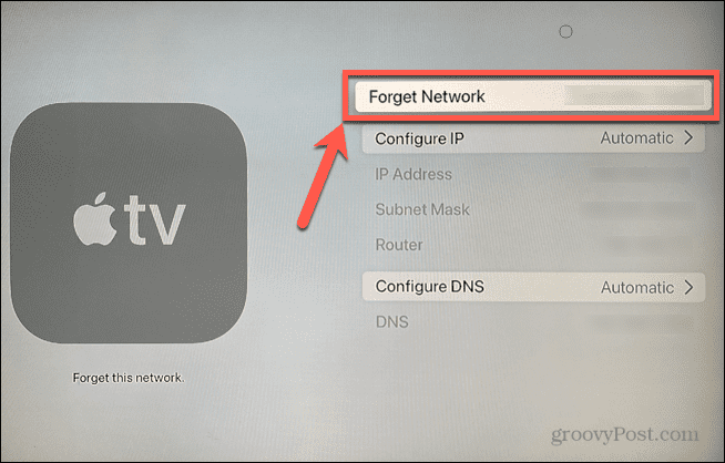 Apple tv glem netværk
