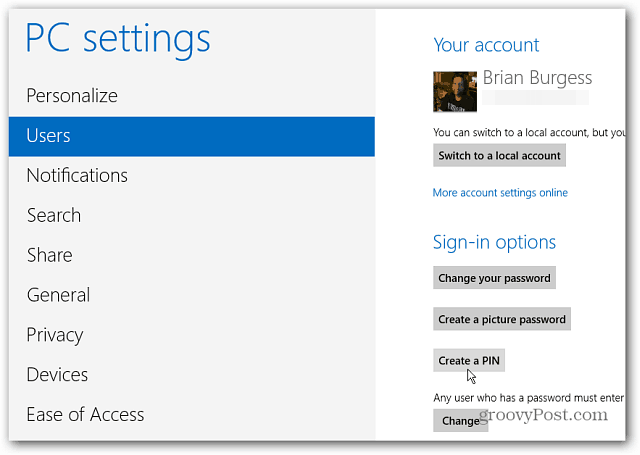 Windows 8: Opret et PIN-nummer for at logge på