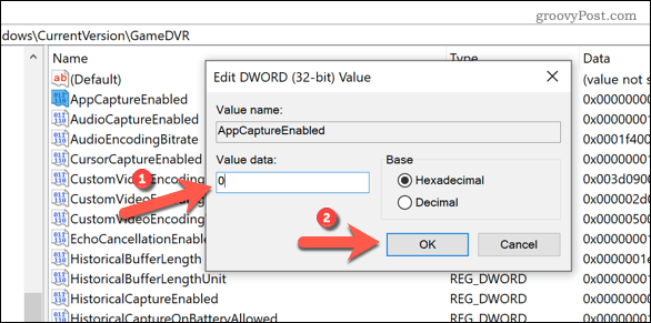 Redigering af Windows-registreringsdatabasen for at deaktivere Game Bar