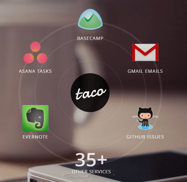 Forbind alle dine tjenester til Taco-appen.