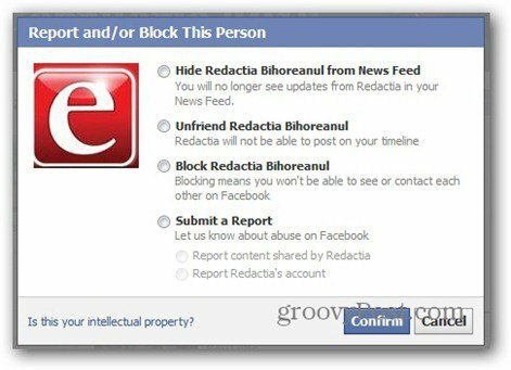 facebook-rapport - blokeringsindstillinger