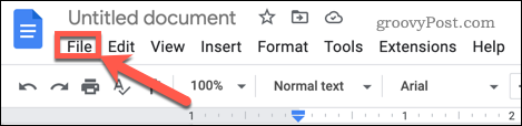 google docs filmenu