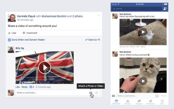 facebook video i kommentarer