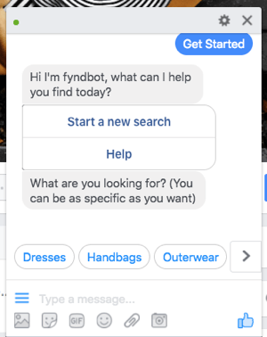 Denne Facebook Messenger chat bot hjælper kunder med at finde tøj at købe.
