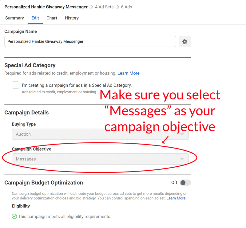 facebook messenger giveaway messenger annonce opsætning trin 6