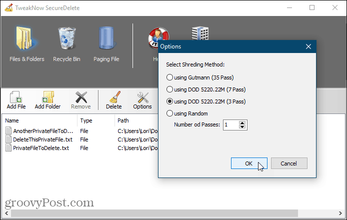 SecureDelete sikker sletningsværktøj til Windows