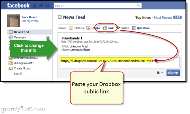 Facebook + Dropbox: Gratis MP3-streaming på din Facebook-væg