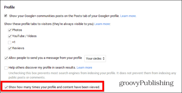 Tip om Google+: Skjul din profil Vis tælling