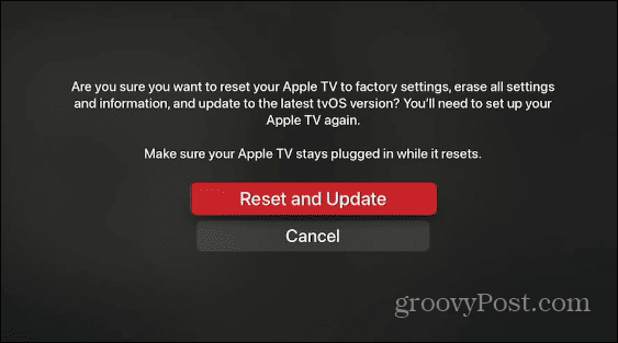 nulstil Apple TV
