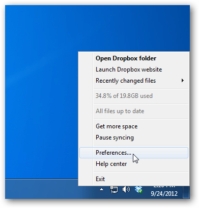 Dropbox-indstillinger