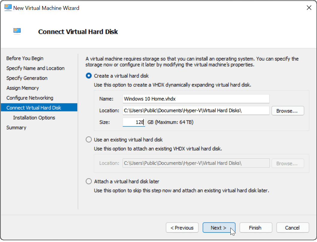 tilslut virtuel harddisk