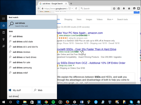Lav Cortana-søgning på Google i stedet for at binge i Windows 10