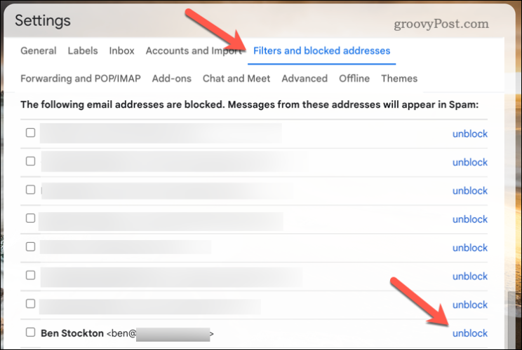 Fjern blokeringen af ​​en bruger i Gmail