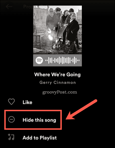Skjul en sang på Spotify