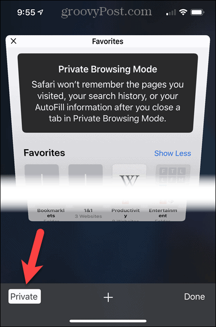 Sluk for Privat i Safari på iOS