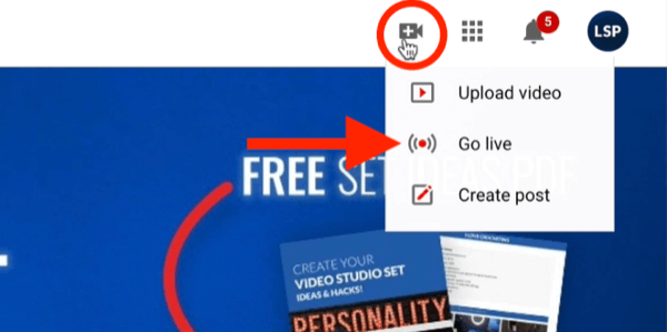 youtube video menupunkt for at aktivere go live-evnen til din kanal