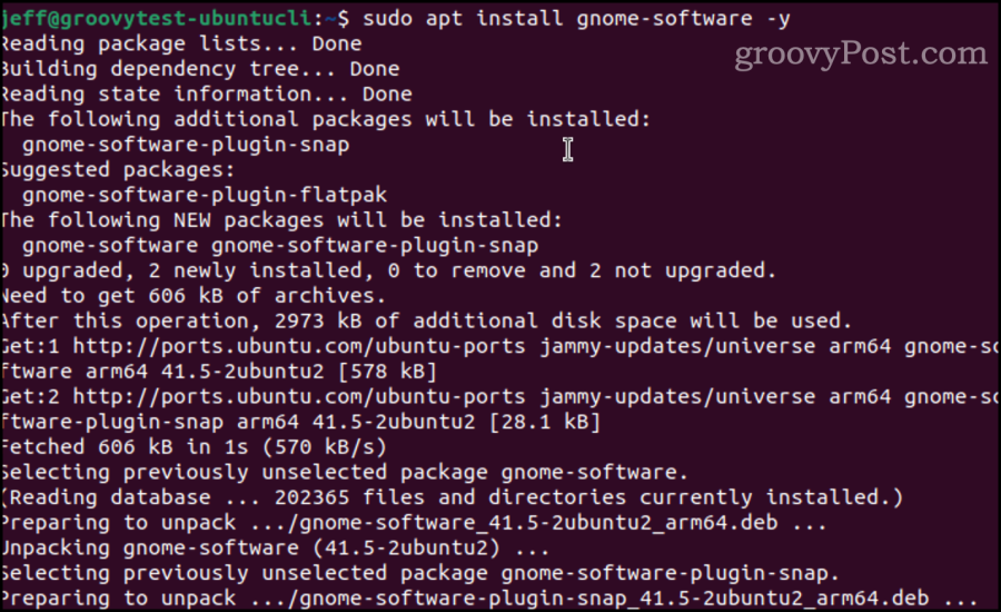 apt installere gnome software