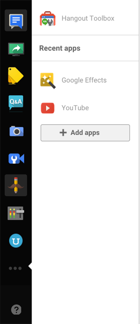 google + hangouts venstre kontrolpanelbillede