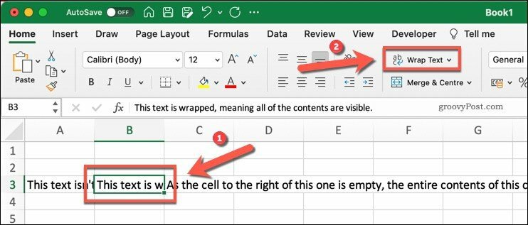 Knappen Wrap Text i Microsoft Excel