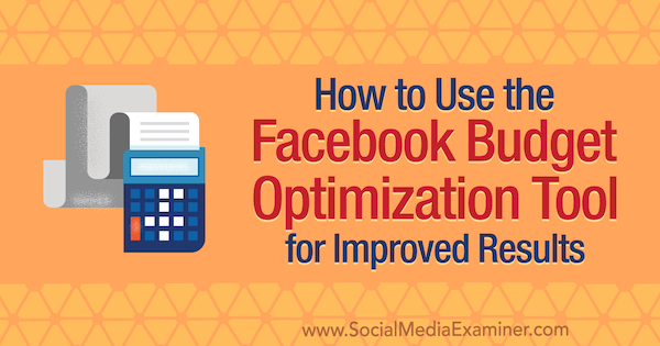 Sådan bruges Facebook Budget Optimization Tool til forbedrede resultater af Meg Brunson på Social Media Examiner.