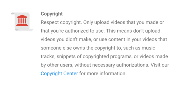 YouTubes ophavsretspolitik er tydeligt angivet.