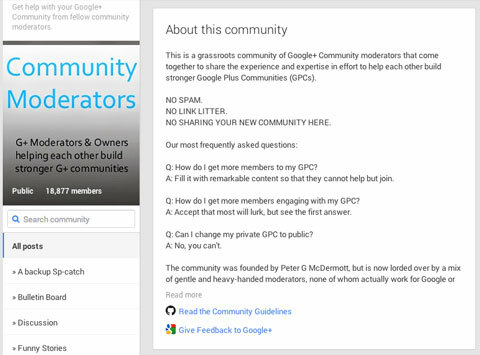 google + community retningslinjer indlæg