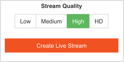 Vælg livestreamkvaliteten i Switcher Go.
