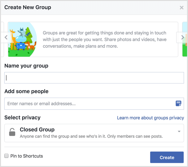 Facebook opretter en ny gruppe