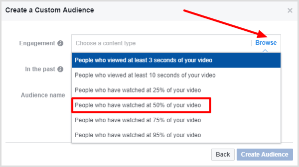 Vælg personer, der mindst har set 50% af din video.
