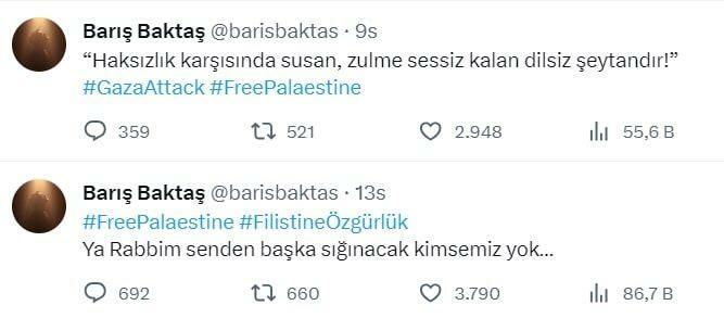 Barış Baktaş Deler støtte til Palæstina
