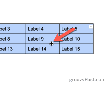 Ændre størrelsen på en tabel i Google Docs