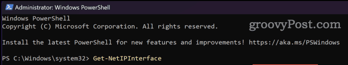 Kør Get-NetIPInterface