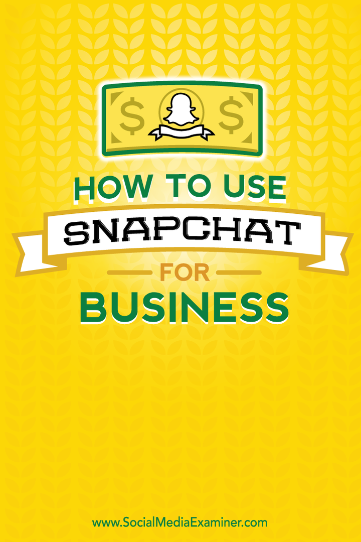 Sådan bruges Snapchat til erhvervslivet: Social Media Examiner