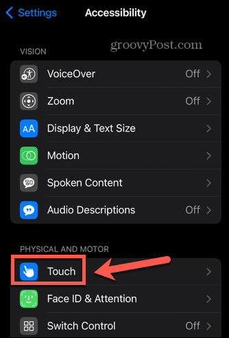 iphone touch-indstillinger