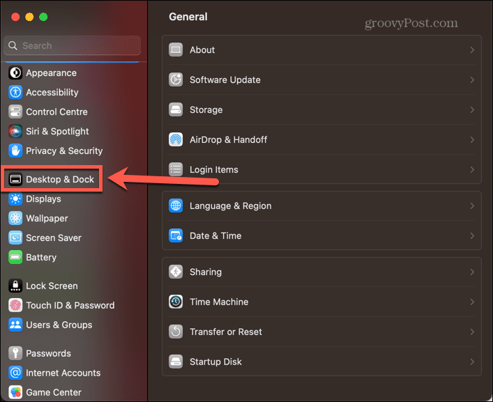 mac desktop og dock-indstillinger