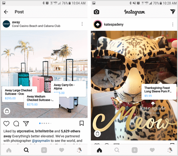 instagram shoppable post produktinformation pop-up