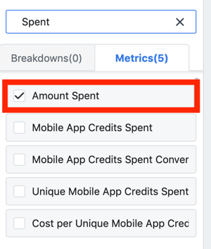 Tips til at sænke dine Facebook-annonceomkostninger, mulighed for at se det beløb, der er brugt som en del af din rapport
