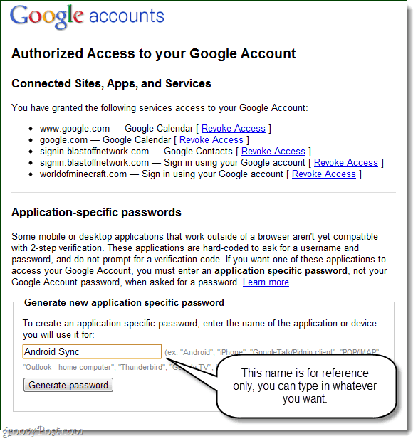 Brug Google til at generere applikationsspecifikke adgangskoder
