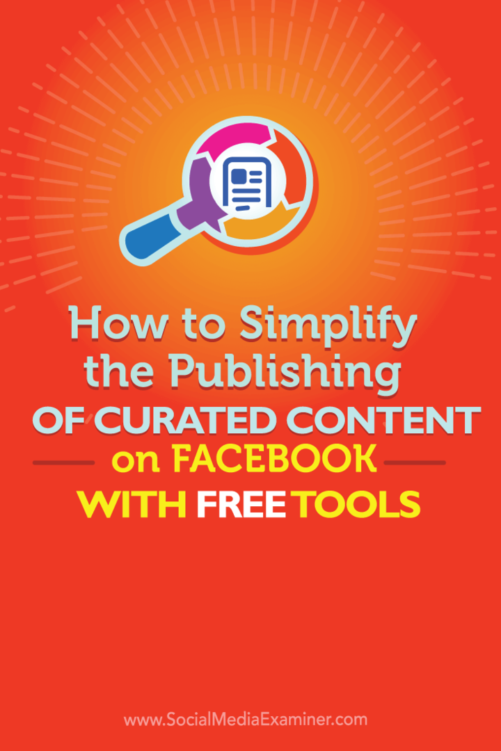 Sådan forenkles udgivelsen af ​​kurateret indhold på Facebook med gratis værktøjer: Social Media Examiner