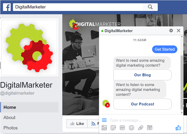 DigitalMarketer bruger ManyChat-bots til at interagere via Facebook Messenger.