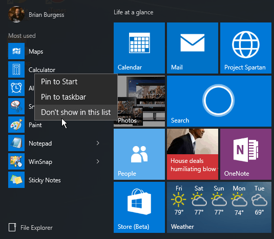 Windows 10 Start-menu