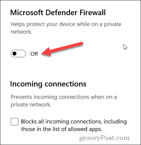 Deaktiver Windows firewall-skyderen