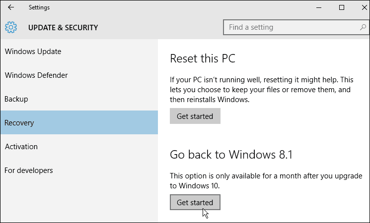 gendannelse Windows 10